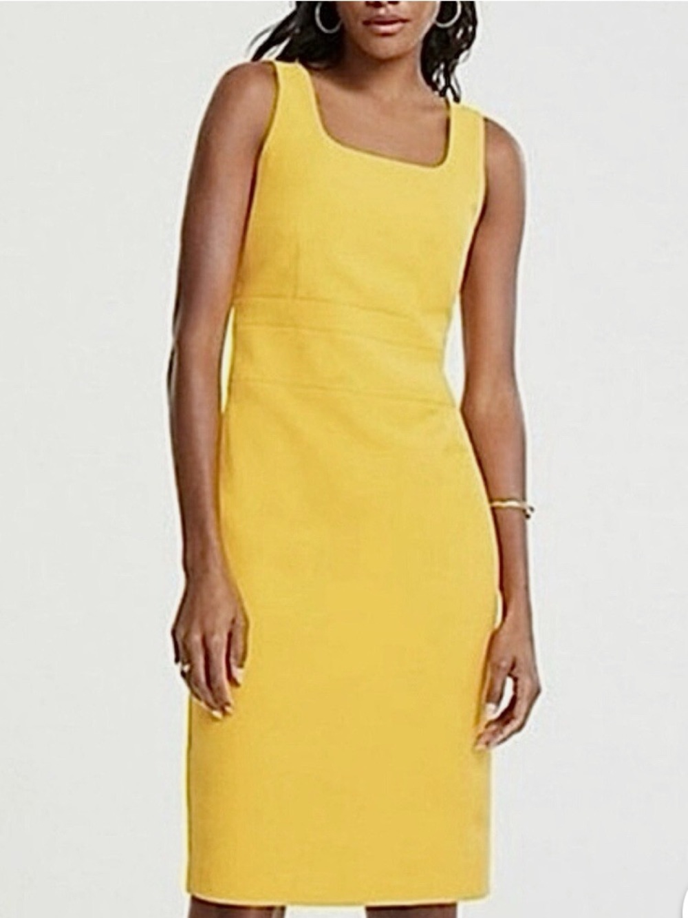 Ann Taylor - Doubleweave Squareneck Sleeveless Sheath - yellow - size 8